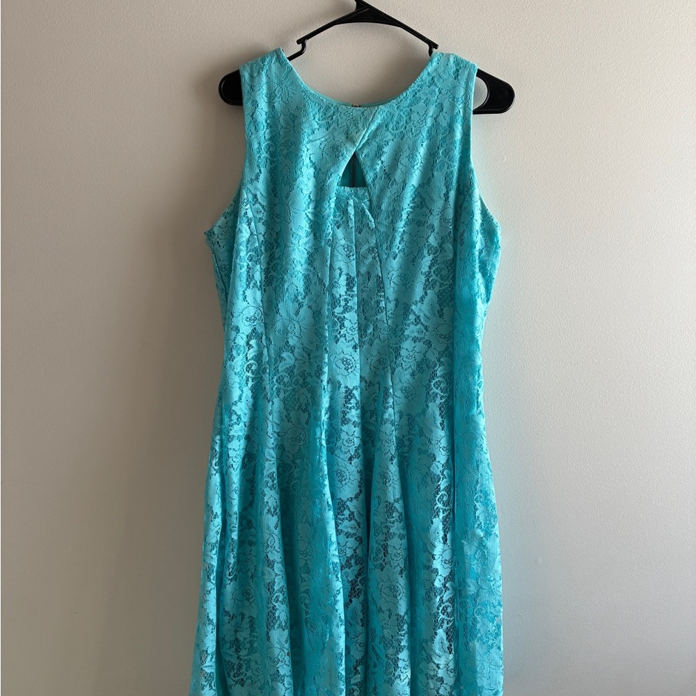 Dress Barn Aqua Lace Backless Dress